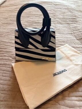 Jacquemus Mini Top-Handle Bag in Black & White Zebra